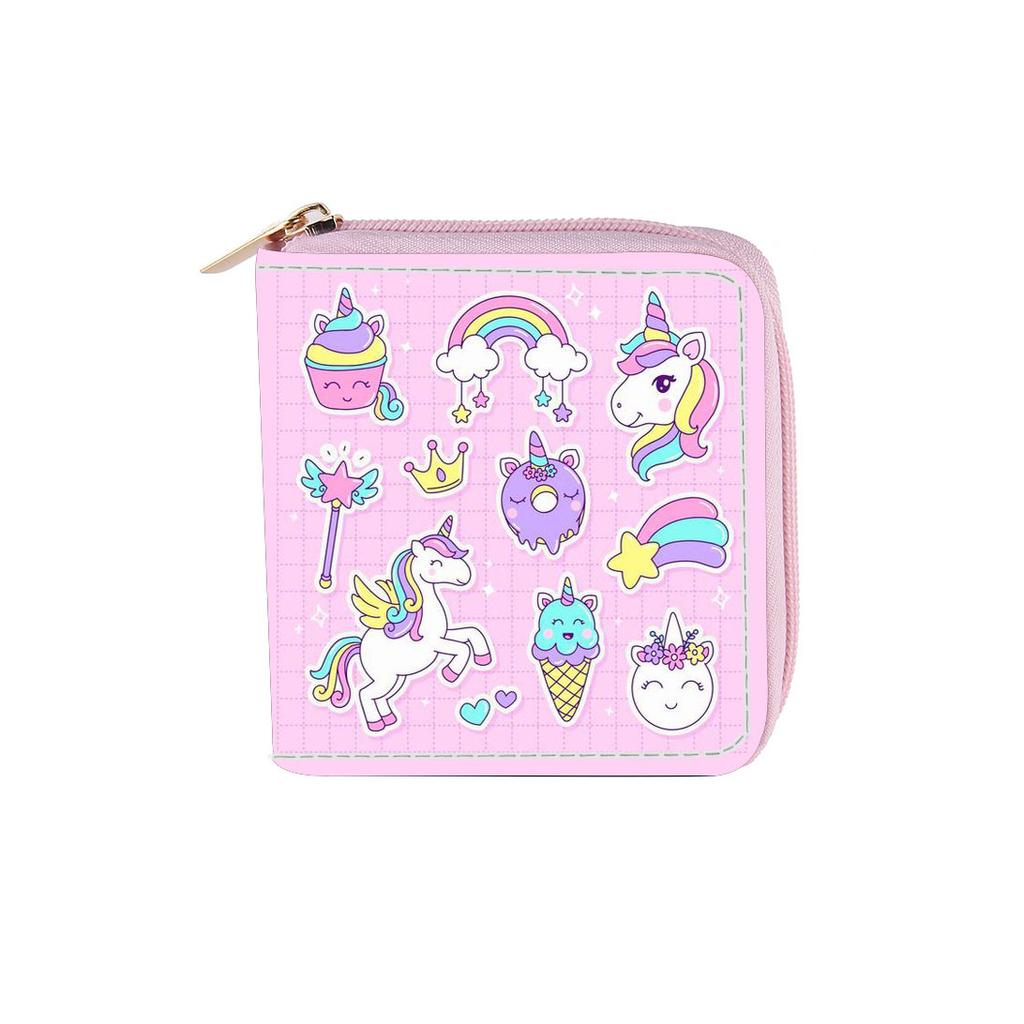 New Unicorn Short Zipper Small Wallet, Rainbow Wallet.