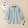ZANZEA Women Casual Round Neck Solid Color 3/4 Sleeve Blouse