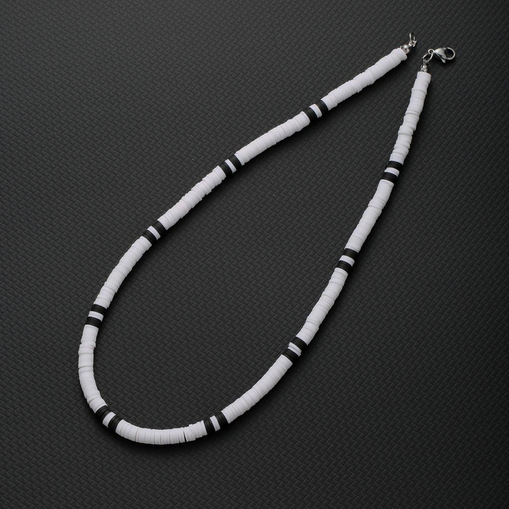 Collar Hombre Bohemia White Black Soft Polymer Beads Necklace Men Collier Homme Male Necklace for Men Women Collana Uomo