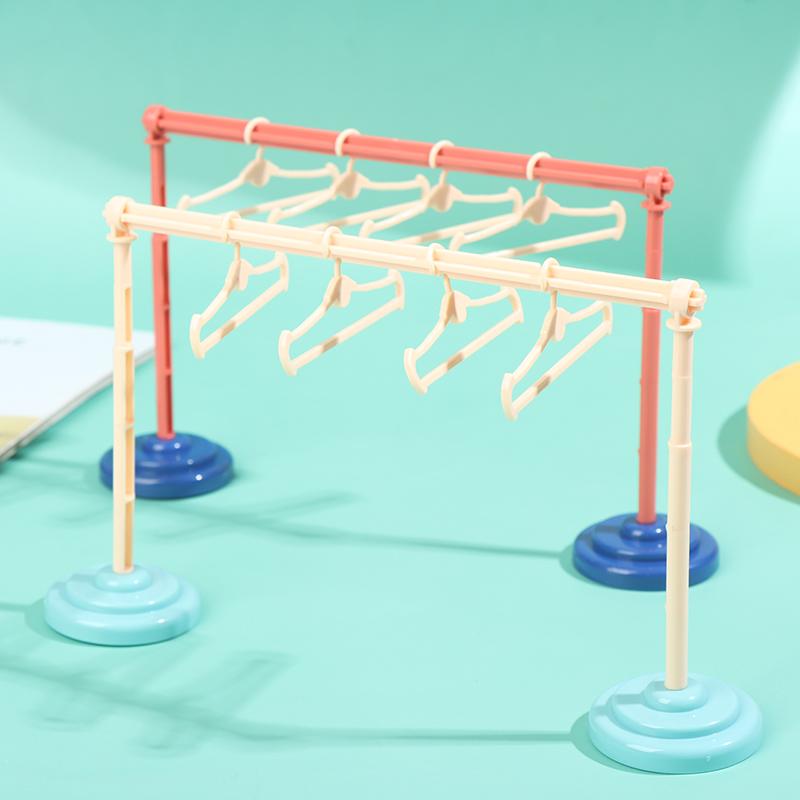 1Set Dollhouse Clothes Drying Laundry Rack 1/6 1/8 1/12 Dolls Dress Hangers Organizer