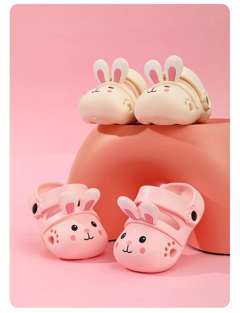 2026 Summer Girls' EVA Non-slip Odor-resistant Soft Sole Rabbit Clogs for Kids & Parents.