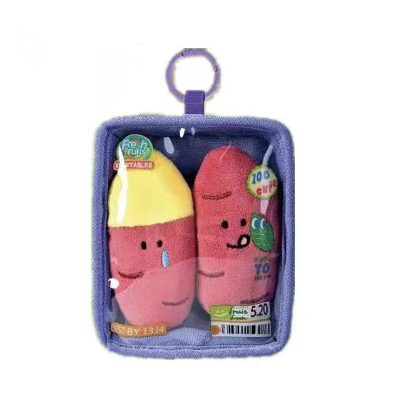 Cute Simulation Salmon Octopus Plush Keyring Soft Seafood Vegetable Bag Charm Unique Party Gift for Kids