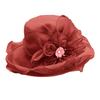 Fashion Hat Women Top Hat Elegant Organza Flower Wide Brim Sun Hat for Women Retro Style Party Banquet Accessory Foldable Beach