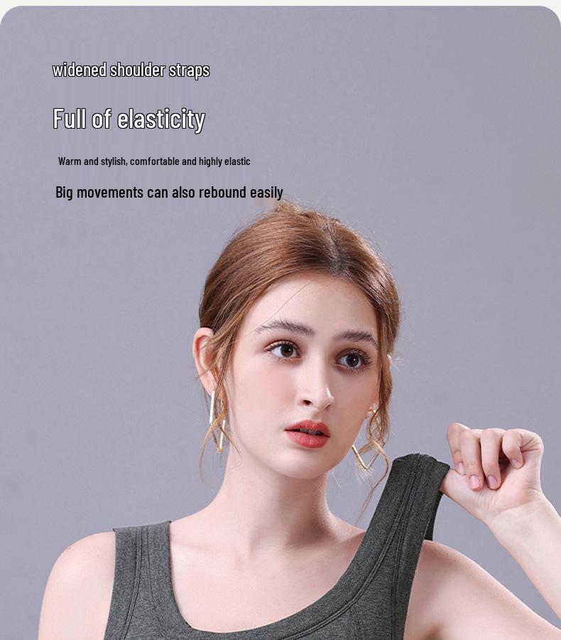 Women's Fleece-Lined Sleeveless Vest with Chest Pads - Seamless Slimming Base Layer for Autumn/Winter