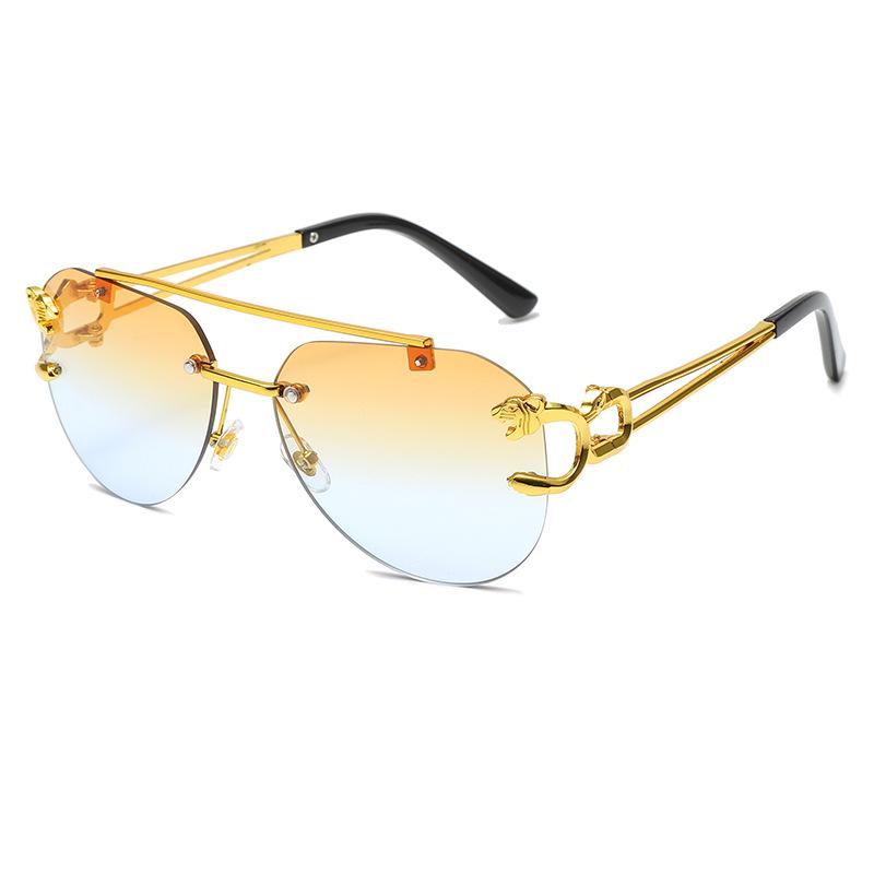 New Rimless Sunglasses Pilot Fashion Metal Frame Women Men Large Round Sun Glasses for Female Male Gradient Traveling Oculos