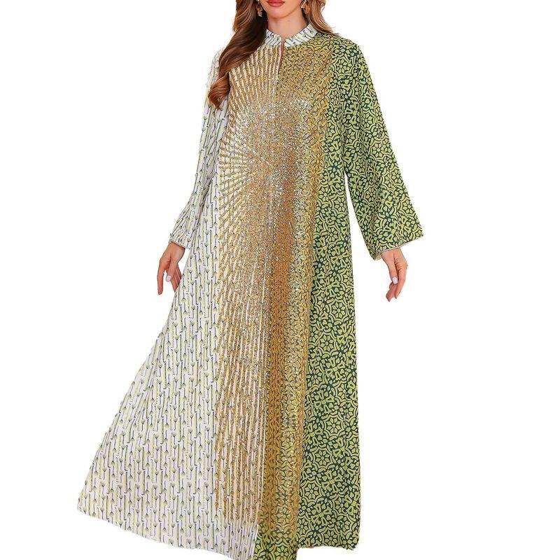 2025 Summer New Patchwork Sequin Robe Middle East Dress Dubai Print Arab Dress Dress
