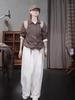 New Folk Craft Jade White Retro Wide-Leg High-Density Elastic Waist Long Pants for Autumn/Winter