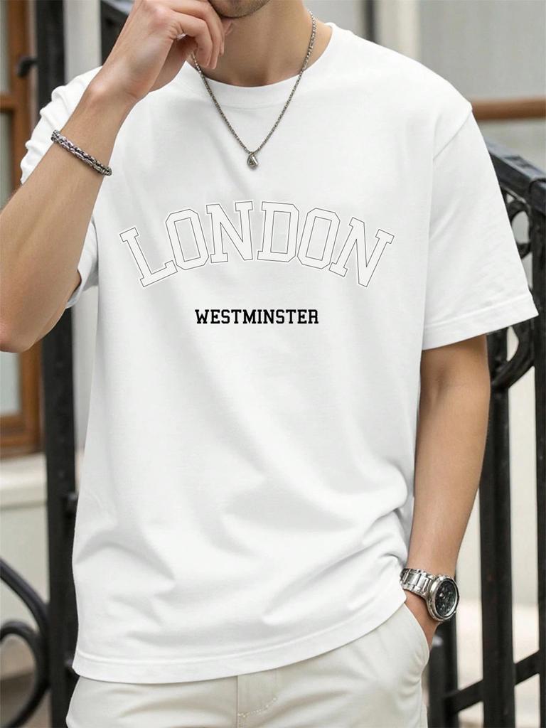 London Westminster Print Men TShirts Summer ONeck Oversize T Shirt Cotton Loose Short Sleeve Basics Street Hip Hop Sportswear
