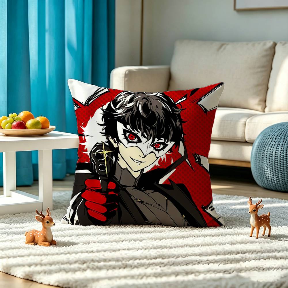Classic Anime P-Persona 5 Square Double-Sided printed Pillow Case Bedroom Bedside Pillow Sofa Cushion Cover