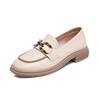 Small Leather Shoes Women's  Spring New Flat-bottomed British Style Thick-heeled Single Shoes with Buckle Slip-on Loafers