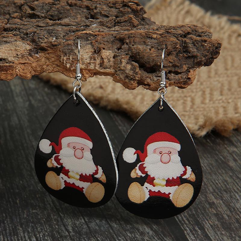 

Кожаные серьги «Красная шапка Санта-Клауса» - Женские креативные праздничные украшения