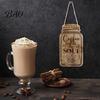 Housewarming Gift for Coffee Lovers 3Pcs Wooden Mason Jar Hanging Sign, Rustic Theme Wall Decor with Bar Sign Hemp Rope, Decorative Pendant Farmhouse