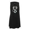 Women Summer  Print Hollow Out Sleeveless Loose Tank Mid Dresses