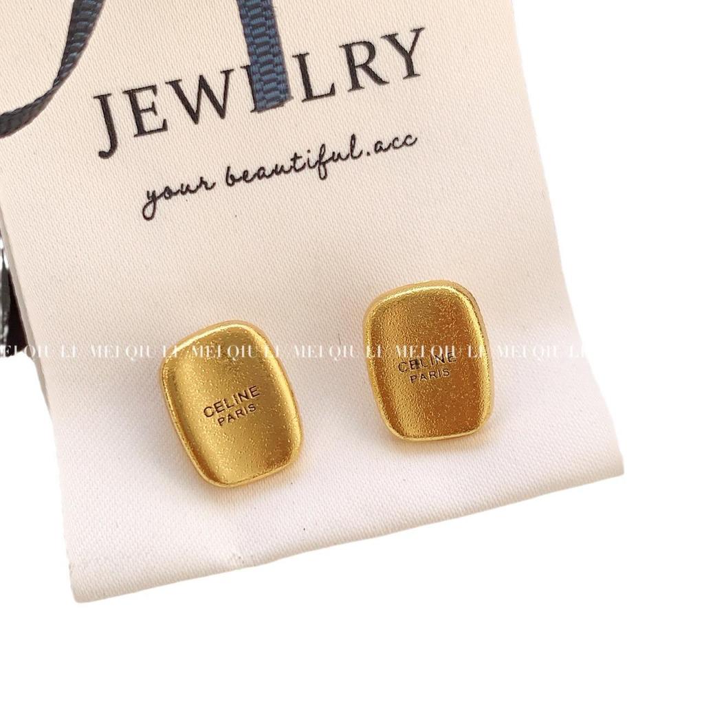 Korean Light Luxury Square Letter Earrings: Retro, Elegant 925 Silver for Women
