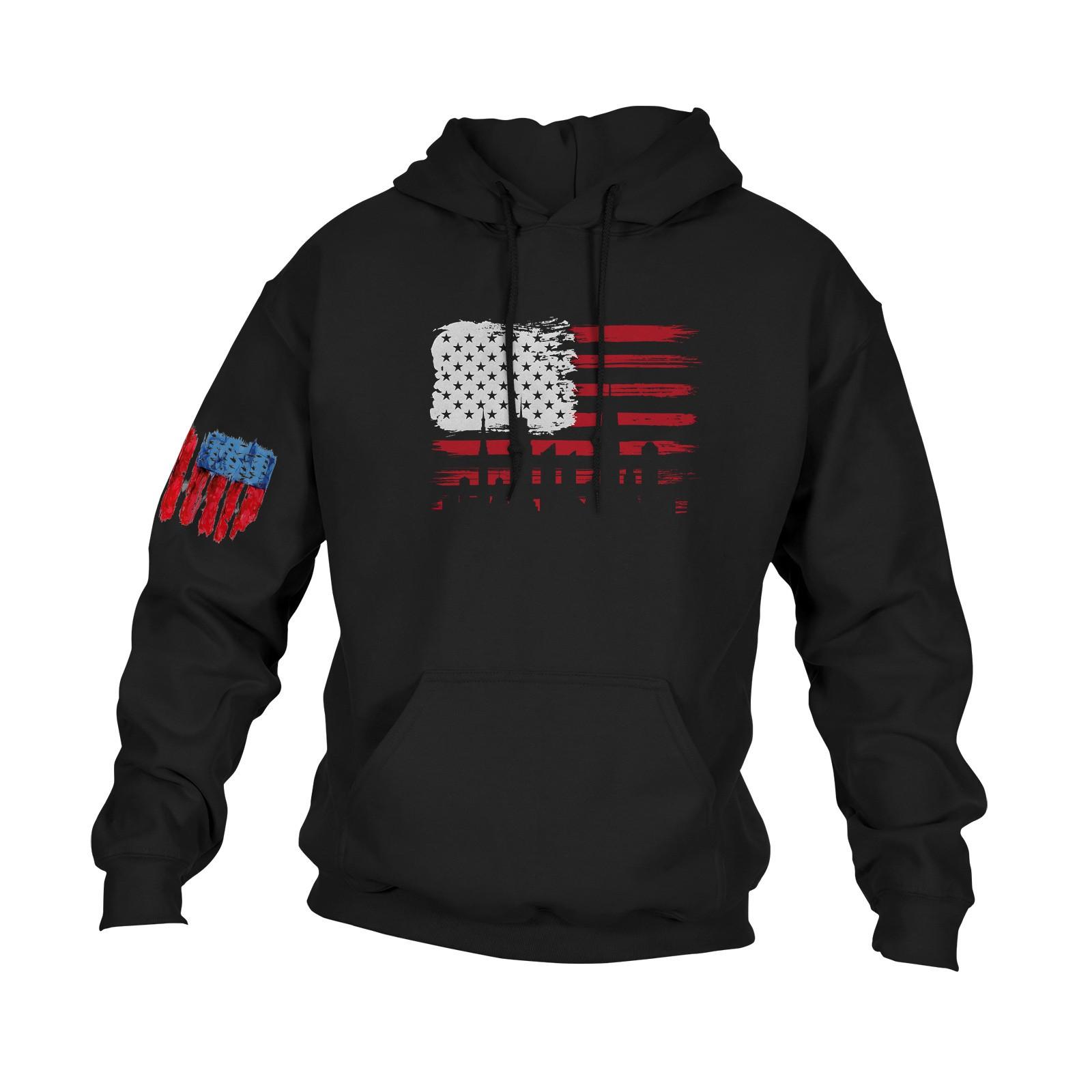 

Мужская повседневная свободная толстовка с капюшоном и длинным рукавом с принтом и карманами L чёрный