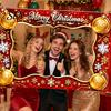 Festive Seasonal Event Banner Christmas Cartoon Photo Booth Frame Banner, Xmas Selfie with Elk Theme Props Penguin Bear, Holiday Party Handheld Prop,