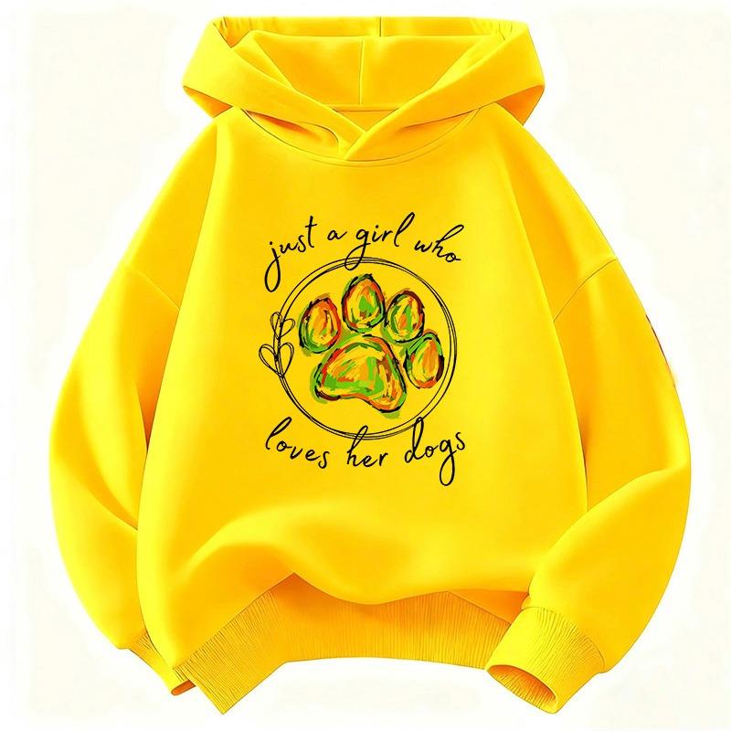Spring Autumn Kids Hoodie Sweatshirt Animal Dog Paw Prints Graphic Print Casual Boys and Girls' Daily Wear