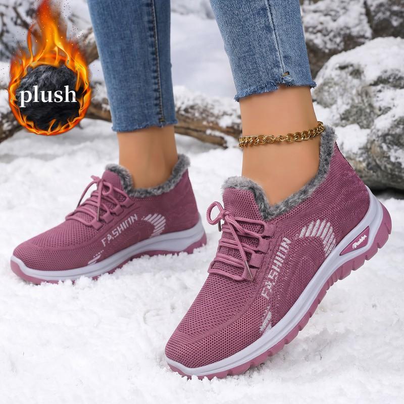 Womens Winter Warm Fleece Lined Flat Ankle Boots Non-slip Comfortable Casual Shoes Mom