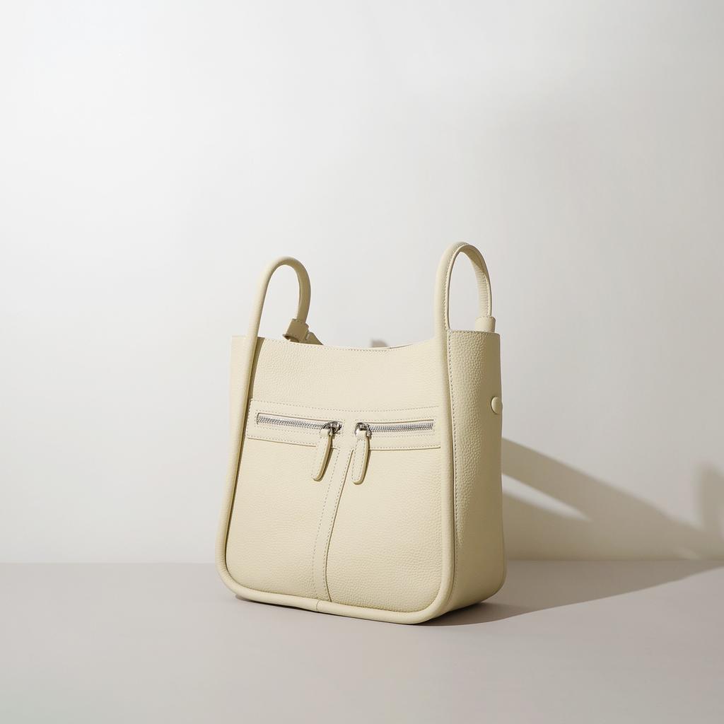 Cowhide Shoulder Bag Women's New Niche Texture Versatile Large-capacity Commuting Bucket Bag Messenger Bag