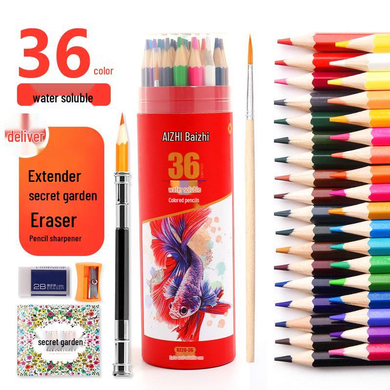 Sześciokątne Kredki Kolorowe Rozpuszczalne w Wodzie na Bazie Oleju - 12, 24, 36, 48, 72 Kolory - Zestaw do Rysowania dla Studenta