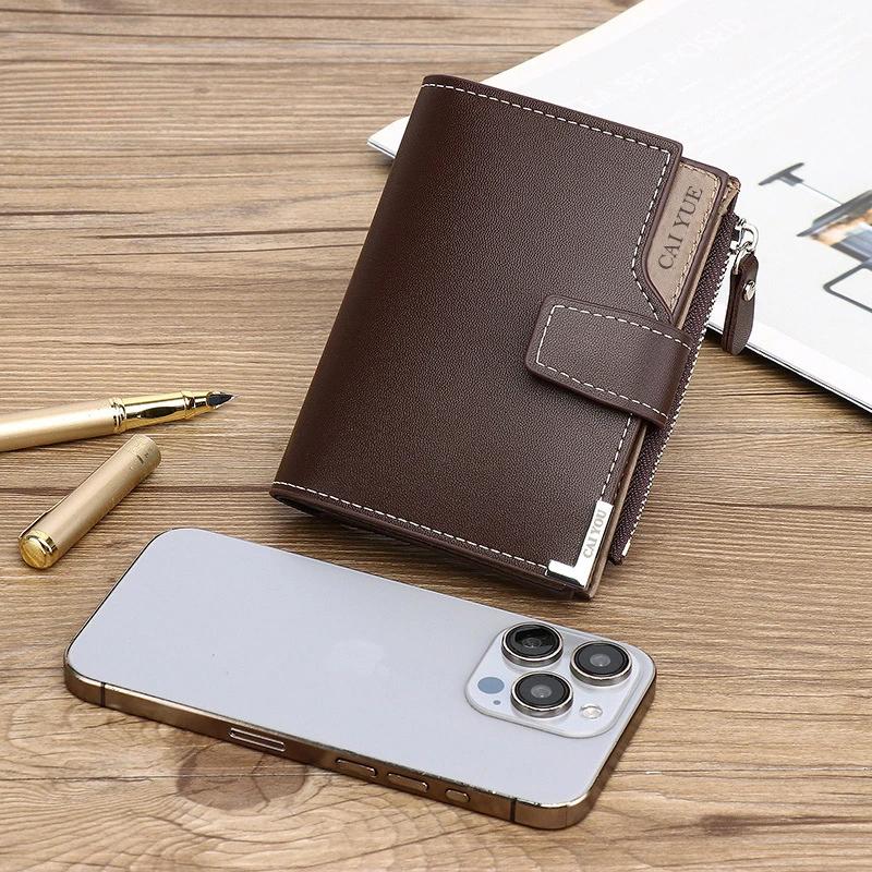 Men Wallets PU Leather Zipper Short Luxury Coin Pocket Card Holder Male Wallet Clutch Photo Holder Man Purses Wallet