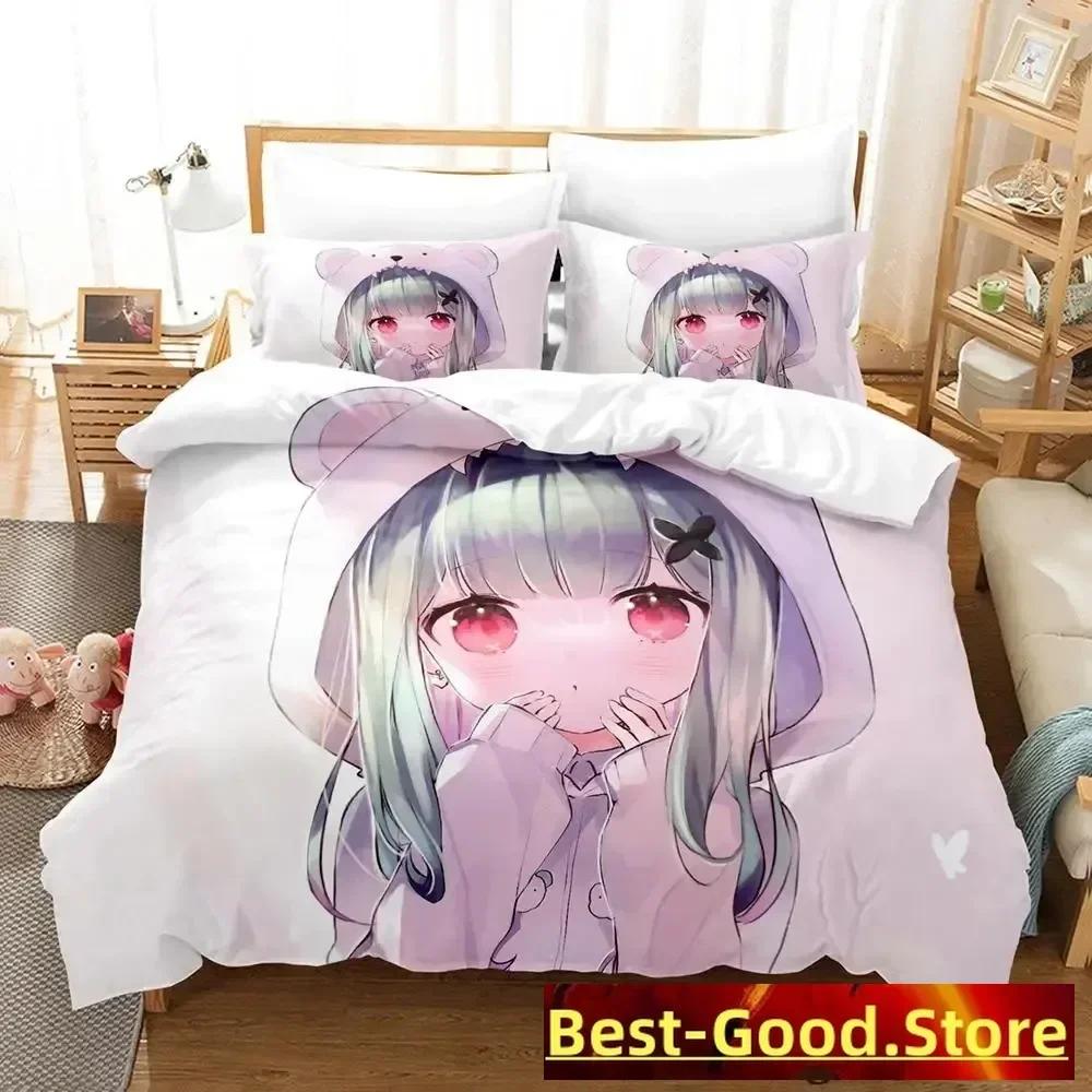 Vtuber Hololive Uruha Rushia Bedding Set Single Twin Full Queen King Size Bed Set Adult Kid Bedroom Duvetcover Sets Anime