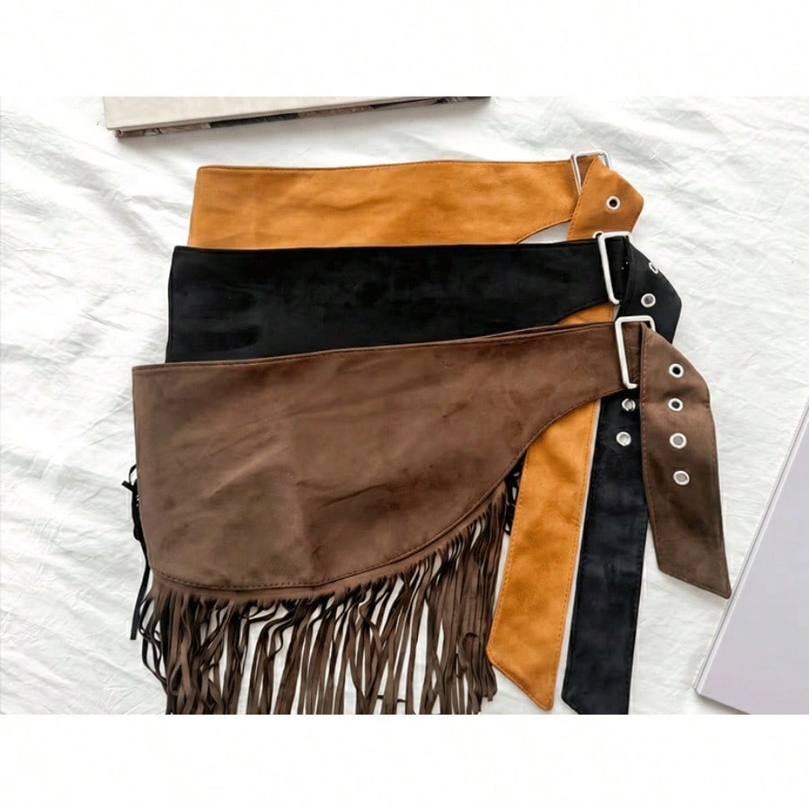 Amerikaanse Driehoekige Riem met Franjes voor Dames, Retro Ontwerp, Brede Tailleband met Rok.
