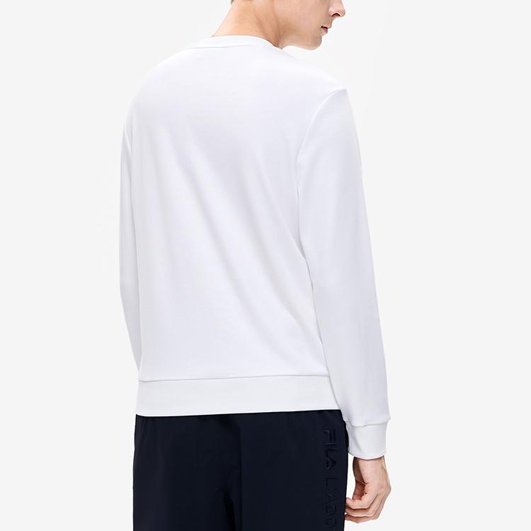 Fila Classic Cotton Crew Neck Logo Pullover Sweatshirt Men Sweatshirt Standard-White F11M238204FWT