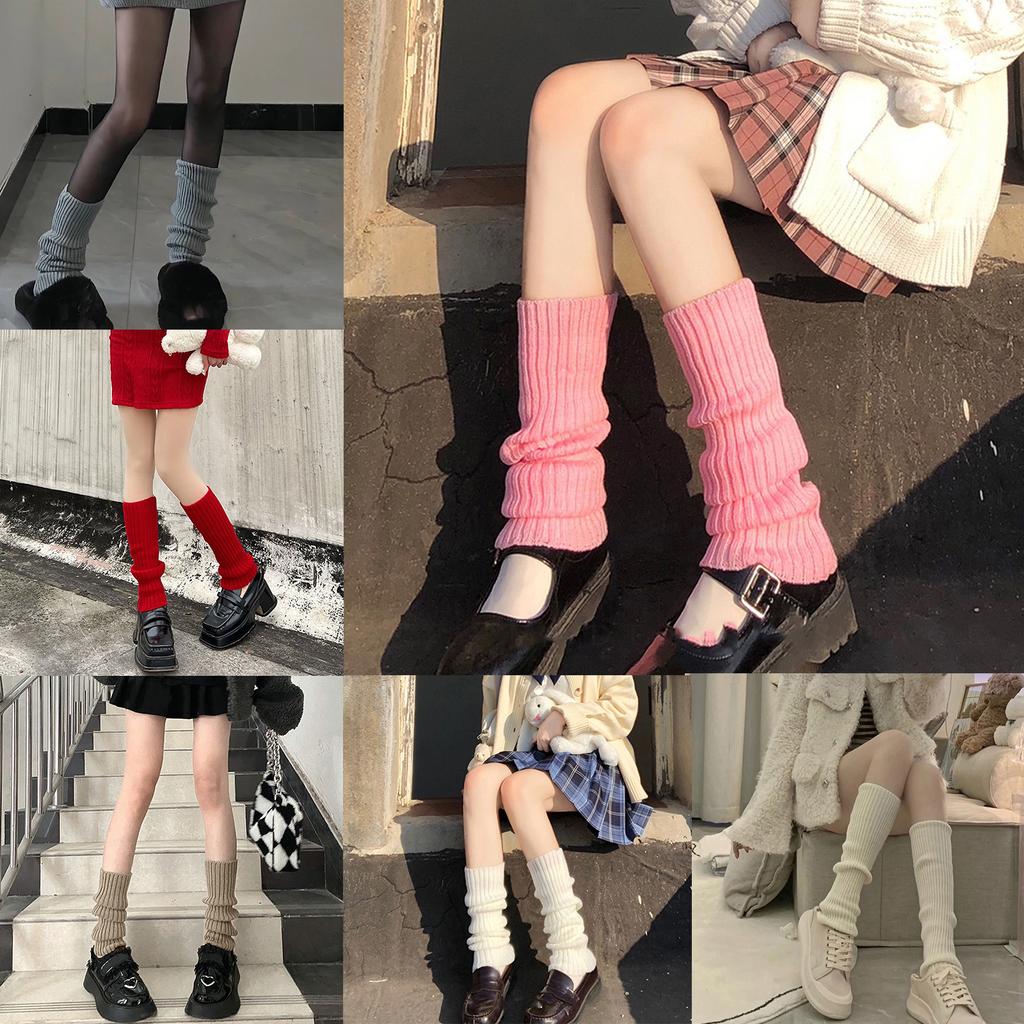 Ribbed Knitted Leg Warmers for Women Solid 80s Party Dance Legwarmers Warm Winter Long Boot Sock JK Long Boot Cuff Cover