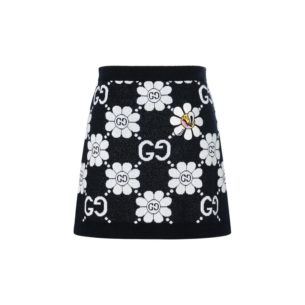 (WMNS) Gucci GG Flower Cotton Jacquard Skirt 'Black White' Women's 782225-XKDZ2-1080