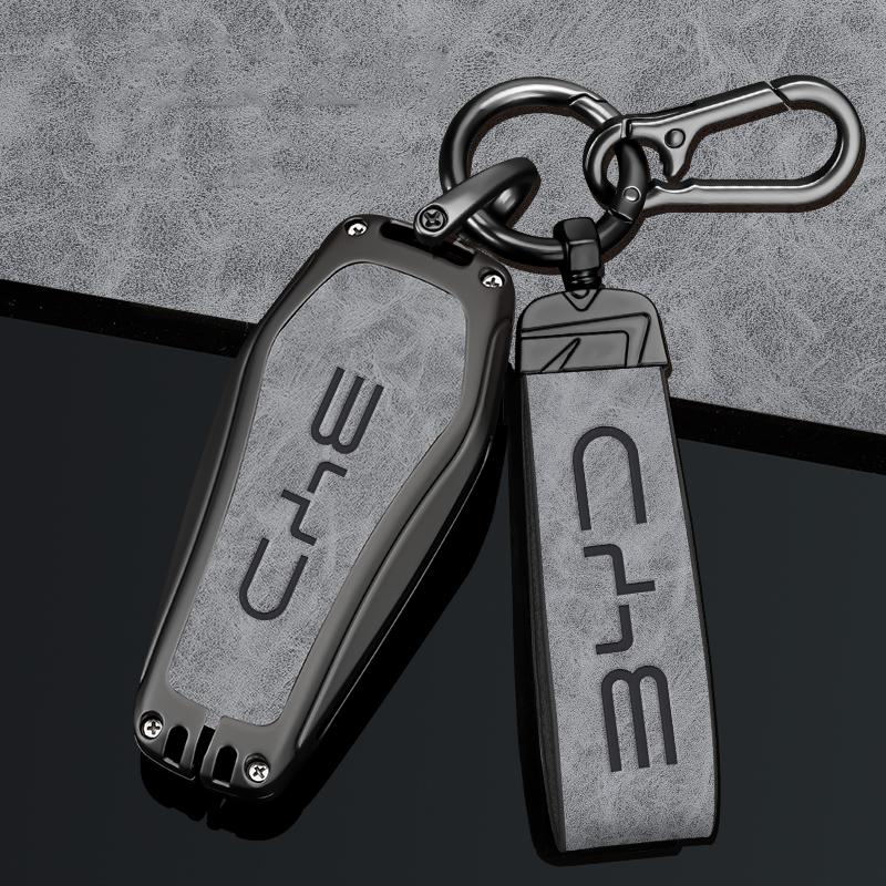 Zinc Alloy New Leather Car Key Case Cover Shell Fob For BYD Song Plus Atto 3 Han EV DM Qin Seal Dolphin Protective Auto Keychain