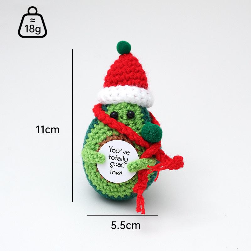 Christmas Positive Energy Doll Crochet Santa Claus Reindeer Handmade Knitting Dolls With Card Desktop Ornaments New Year Gift