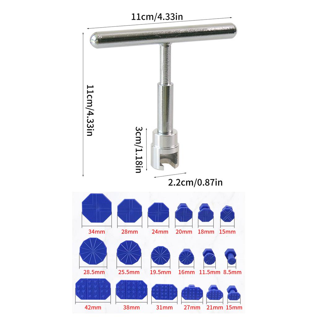 Car Body Dent Repair Tool Set with T-bar Tabs Pad Car Body Mechanical Sheet Metal Slide Suction Cup Puller Kit