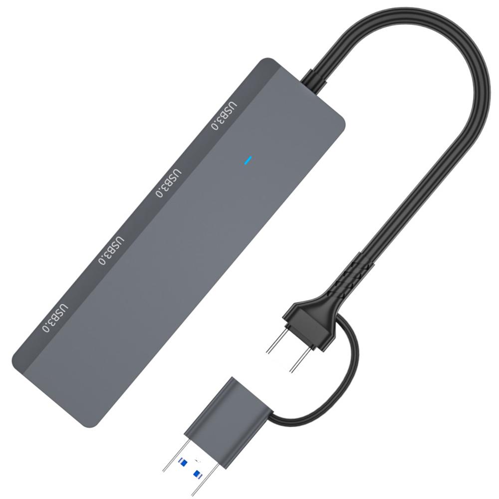 

ADS-305D USB/Type-C to 4 USB3.0 Ports Docking Station USB Hub Aluminum Alloy Computer Laptop Adapter As Shown A