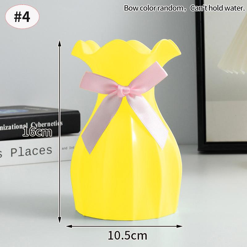 Imitation Ceramic Flower Vase Nordic Solid Color Plastic Dried Plants Vase Flower Arrangement Container Home Living Room Decor