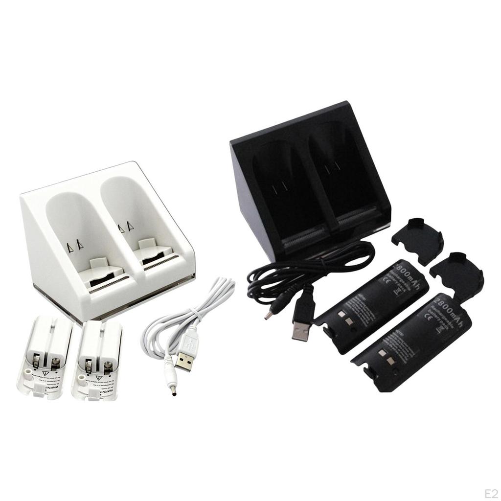 2 Port Charging Dock Rechargeable Charger for Wii Remote Controller White