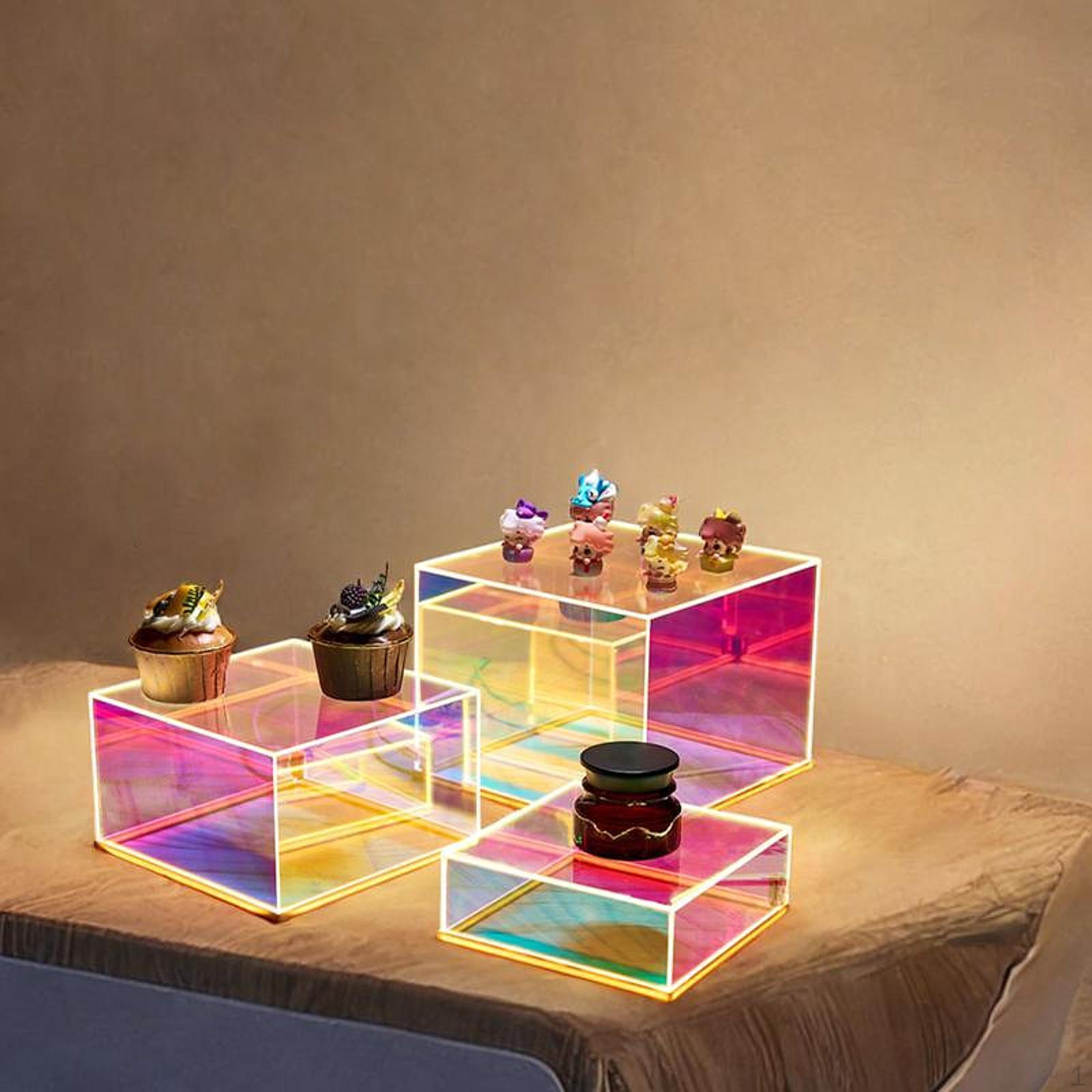 

3 шт. акриловые витрины для тортов с подсветкой кубические вставные подставки для игрушек Colorful