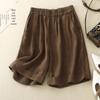 2024 Women's High Waist Cotton Linen A-line Shorts - Summer Elastic Wide Leg Casual Five-Point Pants