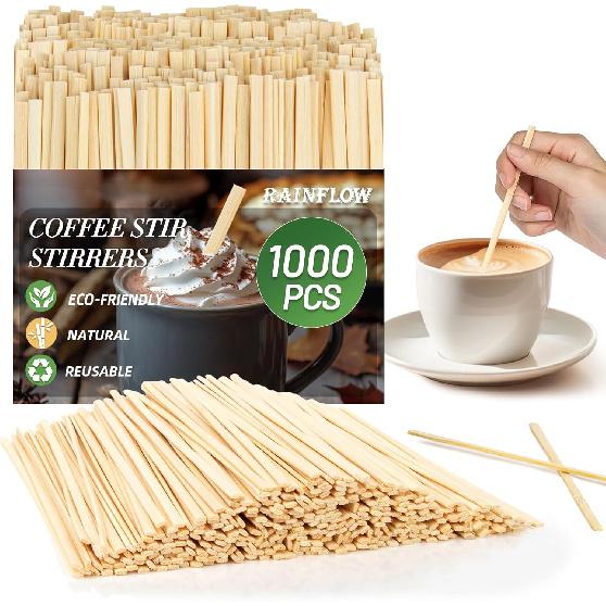 1000pcs Sip Stirrers - 5.5 inch Coffee Stir Sticks Hot Drink Beverage Stirring Swizzle Stir Sticks Biodegradable Stirring Sticks for Coffee, Tea, and