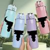 1PC Bull Head Black Silhouette 750ml Color Plastic Sports Water Bottle Leakproof Flip Straw Lid Suitable for Sports Office Home Use