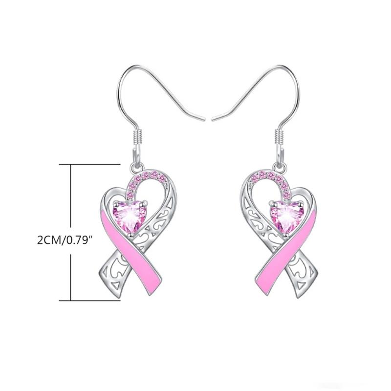 Silver Vintage Pink Crystal Heart Earrings For Women Girl Trend Dangle Earring Jewelry Prevent Allergy Party Accessories