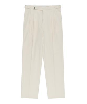BELLIEF Essential Linen Cotton Twill Adjust 2-Pleated Relaxed Chino (Ecru)