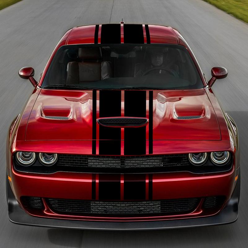 Kit samolepek pruhů na kapotu, střechu a zadní kufr pro Dodge Challenger SXT RT Rally Racing styl vinylové nálepky auto tuningové příslušenství