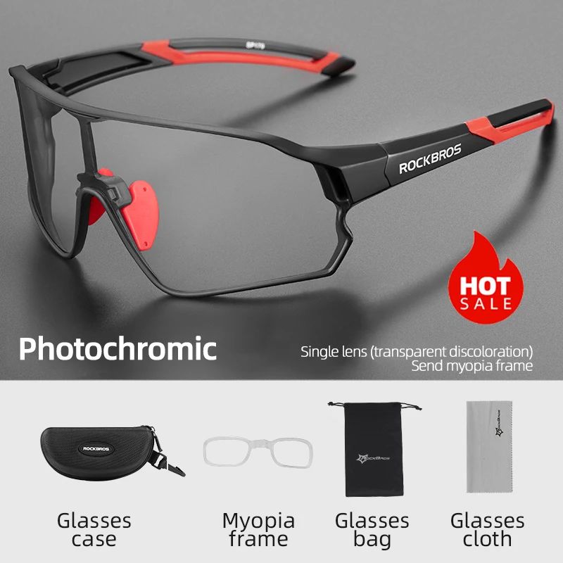 ROCKBROS Fahrradbrille Photochrome MTB Rennradbrille UV400 Schutz Sonnenbrille Ultraleicht Sport Sichere Brillen Ausrüstung
