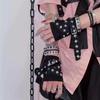Černé nýtované řetízkové rukavice Unisex Y2K Pásek Dívčí návlek na ruku Dospívající dívky Hip Hop Návlek na paži Rukavice na řízení Příslušenství