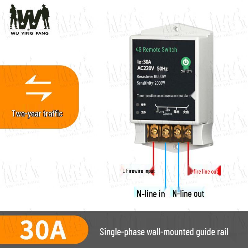 Wu Ying Fang 4G Remote Control Switch 220V 2-Year Data (White)