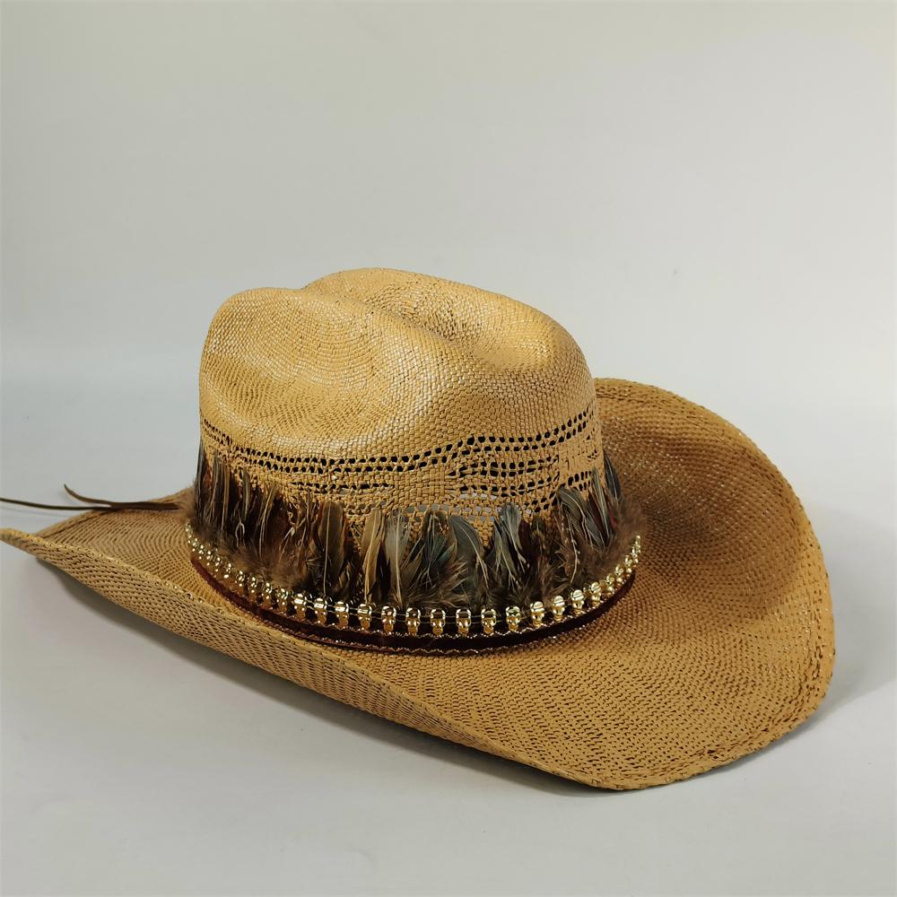 Cappello da cowboy in paglia rigida da uomo cappello da pascolo a tesa larga da donna cowboy tinta unita cappello da sole estivo confezione in scatola sombrero vaquero hombre