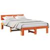 Bed Frame Wax Brown 135 X 190 Cm Solid Pine Wood