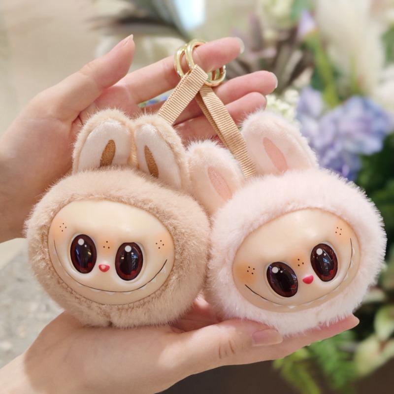 Cute Labubu Plush Doll Children's Schoolbag Cartoon Pendant Creative Couple Car Key Chain Gift