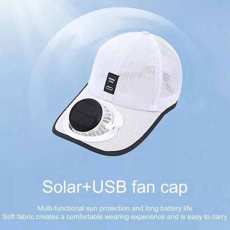 Solar Powered Cooling Fan Cap USB Rechargeable Anti-UV Breathable Sun Hat for Summer Outdoor Sport Travel Daily Use